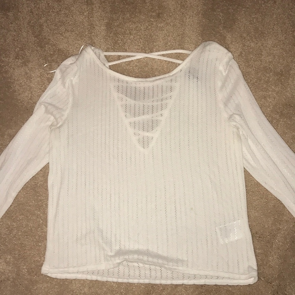 Patterned white long sleeve shirt